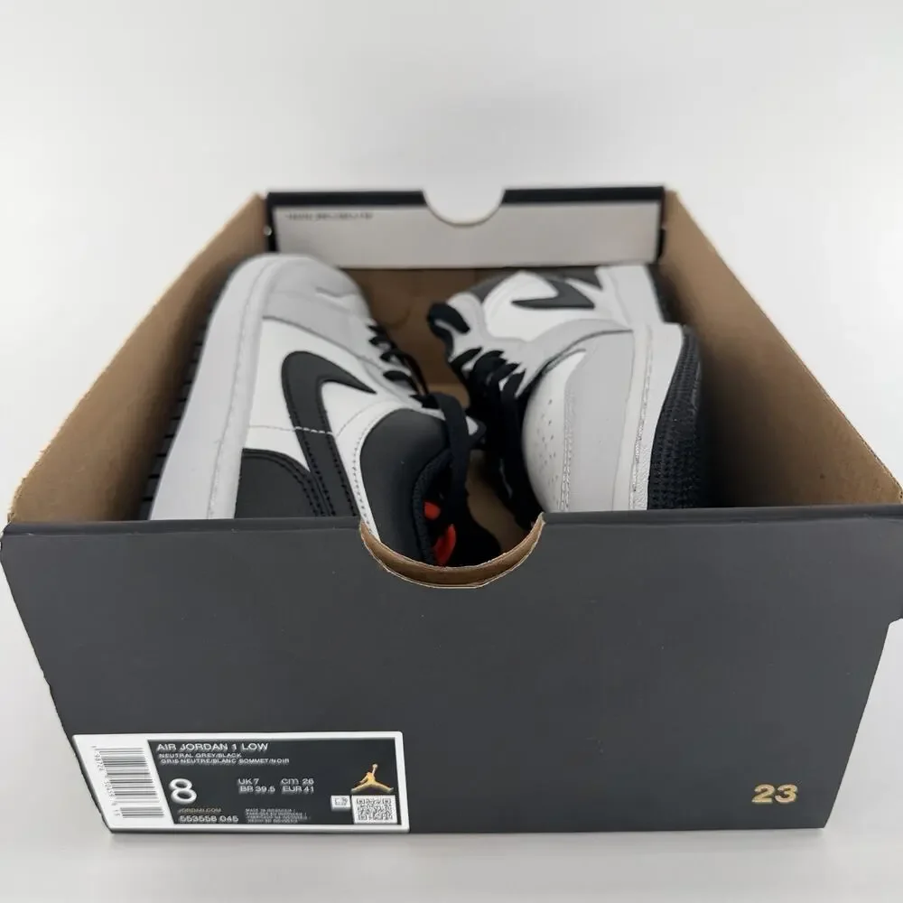 Nike Air Jordan 1 Low Neutral Grey Black 553558 045 Mens Size 8 Sneakers NEW